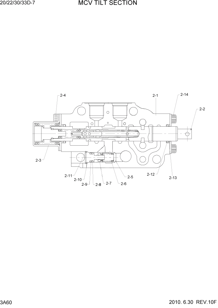 Схема запчастей Hyundai 20/25/30/33D-7 - PAGE 3A60 MCV TILT SECTION ГИДРАВЛИЧЕСКАЯ СИСТЕМА