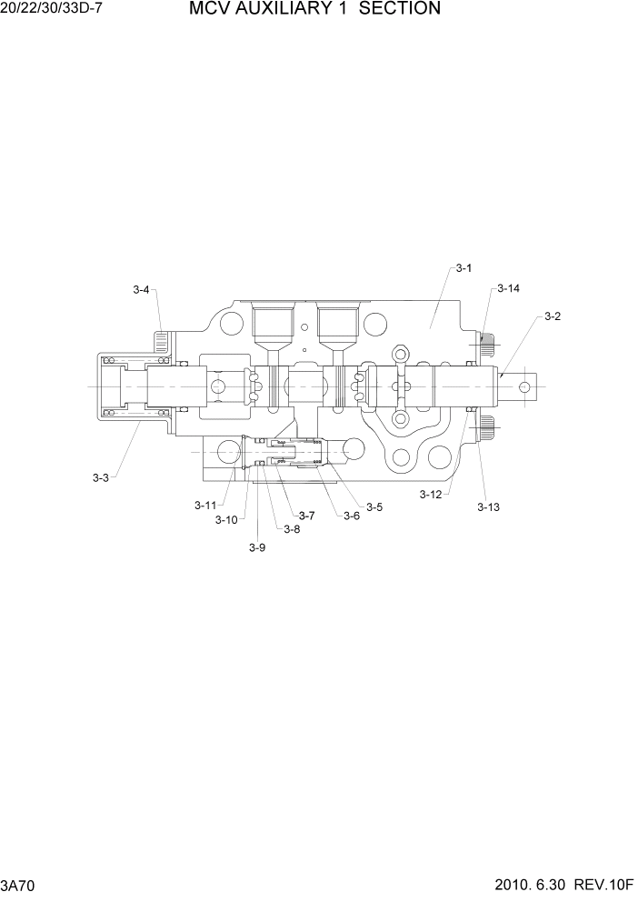 Схема запчастей Hyundai 20/25/30/33D-7 - PAGE 3A70 MCV AUXILIARY 1 SECTION ГИДРАВЛИЧЕСКАЯ СИСТЕМА