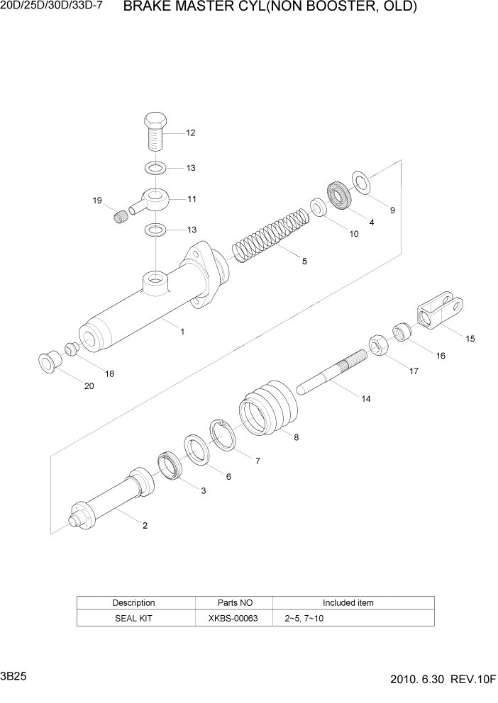 Схема запчастей Hyundai 20/25/30/33D-7 - PAGE 3B25 BRAKE MASTER CYL(NON BOOSTER, OLD) ГИДРАВЛИЧЕСКАЯ СИСТЕМА