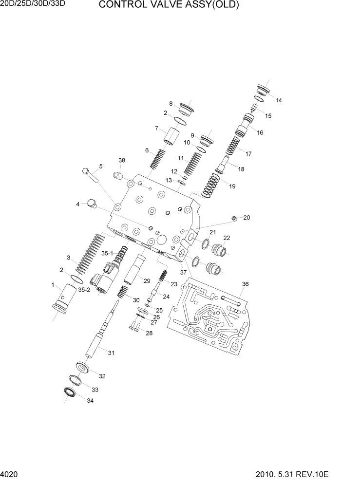 Схема запчастей Hyundai 20/25/30/33D-7 - PAGE 4020 CONTROL VALVE ASSY(OLD) СИЛОВАЯ СИСТЕМА