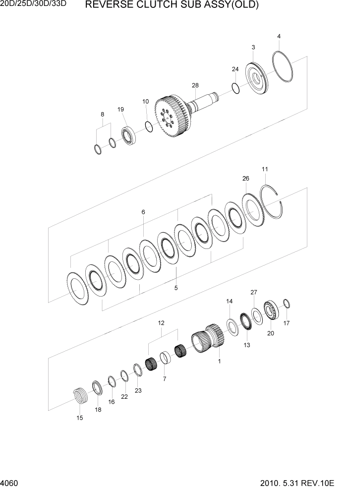 Схема запчастей Hyundai 20/25/30/33D-7 - PAGE 4060 REVERSE CLUTCH SUB ASSY(OLD) СИЛОВАЯ СИСТЕМА