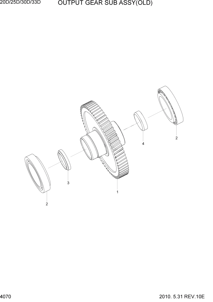 Схема запчастей Hyundai 20/25/30/33D-7 - PAGE 4070 OUTPUT GEAR SUB ASSY(OLD) СИЛОВАЯ СИСТЕМА