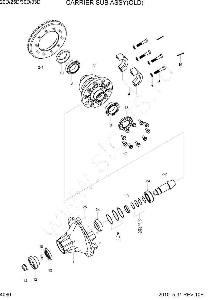 Схема запчастей Hyundai 20/25/30/33D-7 - PAGE 4080 CARRIER SUB ASSY(OLD) СИЛОВАЯ СИСТЕМА