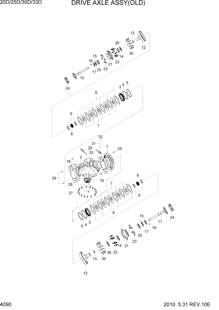 Схема запчастей Hyundai 20/25/30/33D-7 - PAGE 4090 DRIVE AXLE ASSY(OLD) СИЛОВАЯ СИСТЕМА