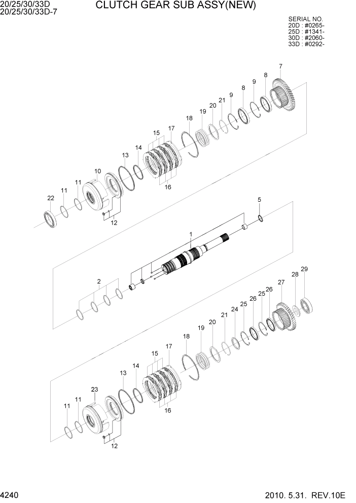 Схема запчастей Hyundai 20/25/30/33D-7 - PAGE 4240 CLUTCH GEAR SUB ASSY(NEW) СИЛОВАЯ СИСТЕМА