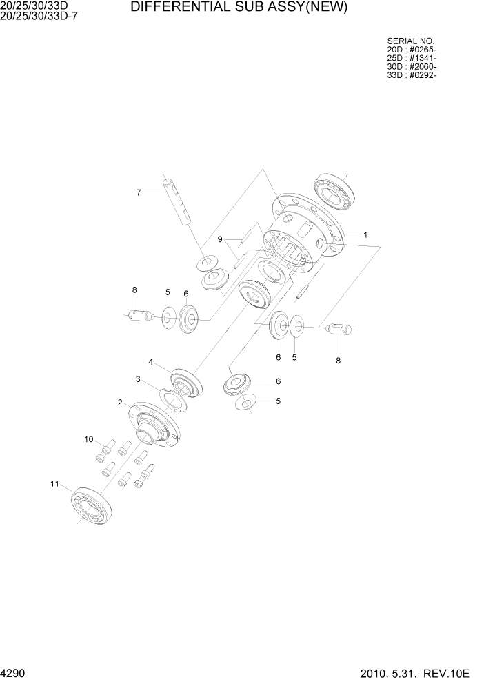 Схема запчастей Hyundai 20/25/30/33D-7 - PAGE 4290 DIFFERENTIAL ASSY(NEW) СИЛОВАЯ СИСТЕМА