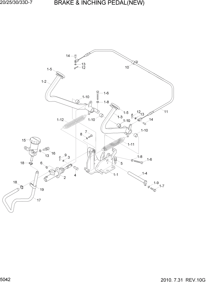 Схема запчастей Hyundai 20/25/30/33D-7 - PAGE 5042 BRAKE & INCHING PEDAL(NEW) СИСТЕМА УПРАВЛЕНИЯ