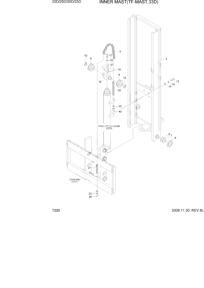 Схема запчастей Hyundai 20/25/30/33D-7 - PAGE 7235 INNER MAST(TF-MAST, 33D) РАБОЧЕЕ ОБОРУДОВАНИЕ