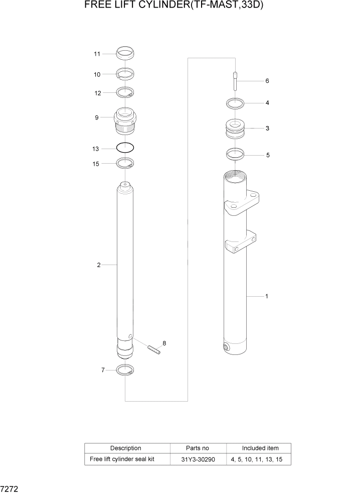 Схема запчастей Hyundai 20/25/30/33D-7 - PAGE 7272 FREE LIFT CYLINDER(TF-MAST,33D) РАБОЧЕЕ ОБОРУДОВАНИЕ