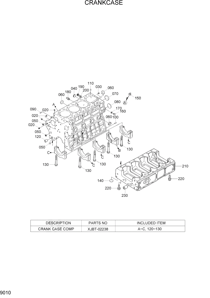 Схема запчастей Hyundai 20/25/30/33D-7 - PAGE 9010 CRANKCASE ДВИГАТЕЛЬ БАЗА