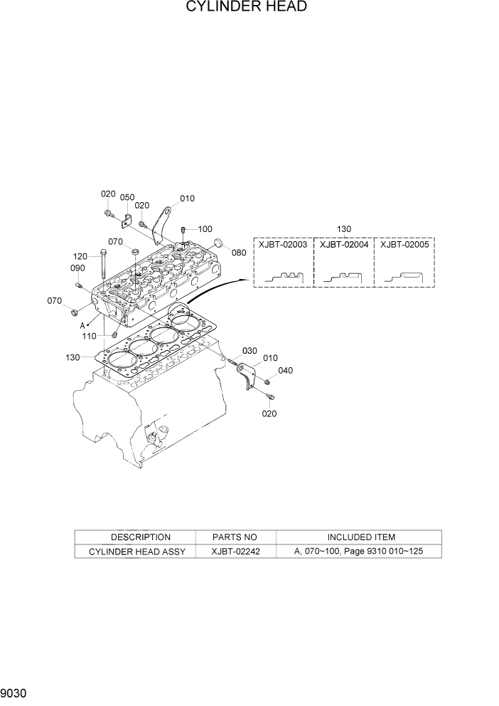 Схема запчастей Hyundai 20/25/30/33D-7 - PAGE 9030 CYLINDER HEAD ДВИГАТЕЛЬ БАЗА