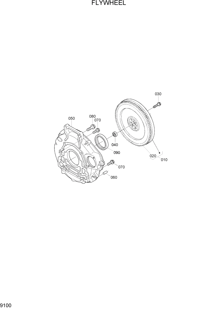 Схема запчастей Hyundai 20/25/30/33D-7 - PAGE 9100 FLYWHEEL ДВИГАТЕЛЬ БАЗА