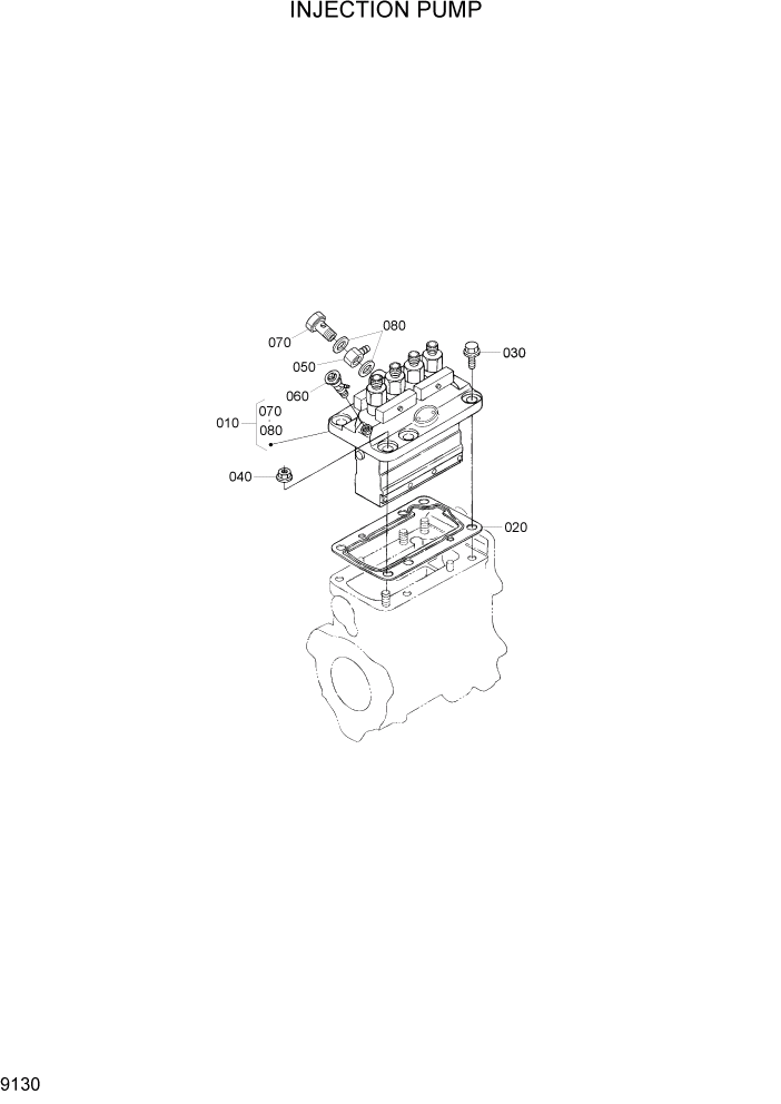 Схема запчастей Hyundai 20/25/30/33D-7 - PAGE 9130 INJECTION PUMP ДВИГАТЕЛЬ БАЗА