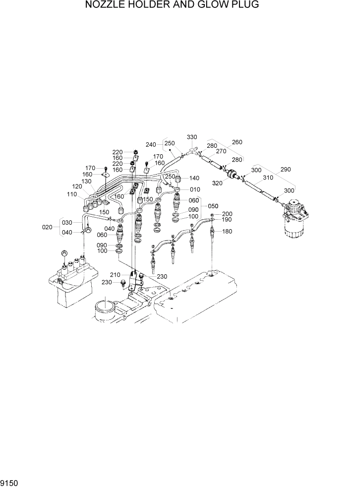 Схема запчастей Hyundai 20/25/30/33D-7 - PAGE 9150 NOZZLE HOLDER AND GLOW PLUG ДВИГАТЕЛЬ БАЗА