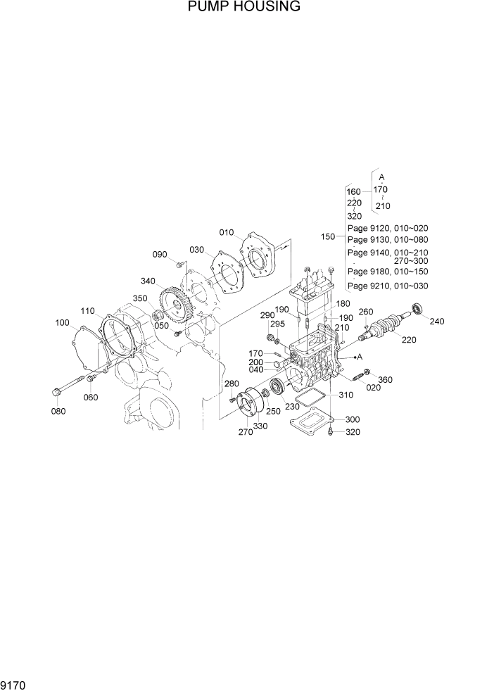Схема запчастей Hyundai 20/25/30/33D-7 - PAGE 9170 PUMP HOUSING ДВИГАТЕЛЬ БАЗА
