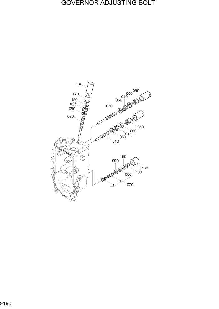 Схема запчастей Hyundai 20/25/30/33D-7 - PAGE 9190 GOVERNOR ADJUSTING BOLT ДВИГАТЕЛЬ БАЗА