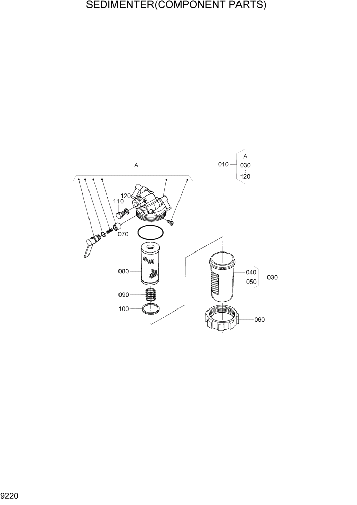 Схема запчастей Hyundai 20/25/30/33D-7 - PAGE 9220 SEDIMENTER(COMPONENT PARTS) ДВИГАТЕЛЬ БАЗА