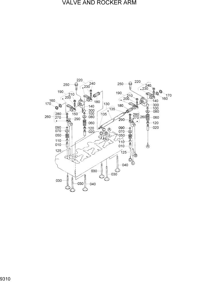 Схема запчастей Hyundai 20/25/30/33D-7 - PAGE 9310 VALVE AND ROCKER ARM ДВИГАТЕЛЬ БАЗА