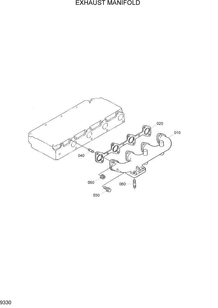 Схема запчастей Hyundai 20/25/30/33D-7 - PAGE 9330 EXHAUST MANIFOLD ДВИГАТЕЛЬ БАЗА