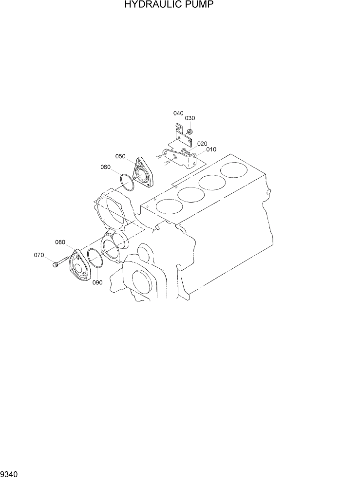 Схема запчастей Hyundai 20/25/30/33D-7 - PAGE 9340 HYDRAULIC PUMP ДВИГАТЕЛЬ БАЗА