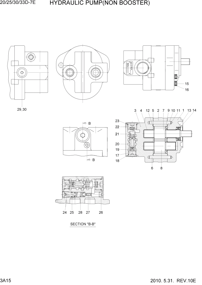 Схема запчастей Hyundai 20/25/30/33D-7E - PAGE 3A15 HYDRAULIC PUMP(NON BOOSTER) ГИДРАВЛИЧЕСКАЯ СИСТЕМА