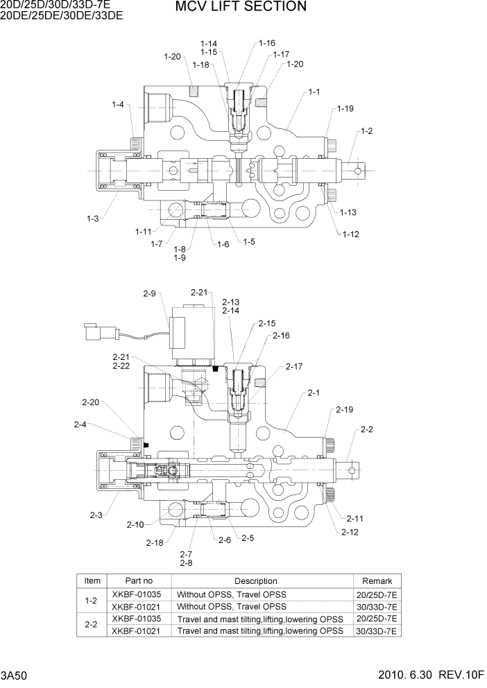 Схема запчастей Hyundai 20/25/30/33D-7E - PAGE 3A50 MCV LIFT SECTION ГИДРАВЛИЧЕСКАЯ СИСТЕМА