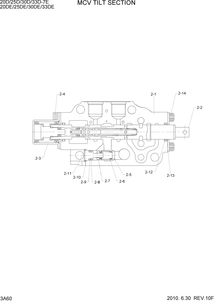 Схема запчастей Hyundai 20/25/30/33D-7E - PAGE 3A60 MCV TILT SECTION ГИДРАВЛИЧЕСКАЯ СИСТЕМА