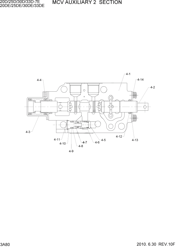 Схема запчастей Hyundai 20/25/30/33D-7E - PAGE 3A80 MCV AUXILIARY 2 SECTION ГИДРАВЛИЧЕСКАЯ СИСТЕМА