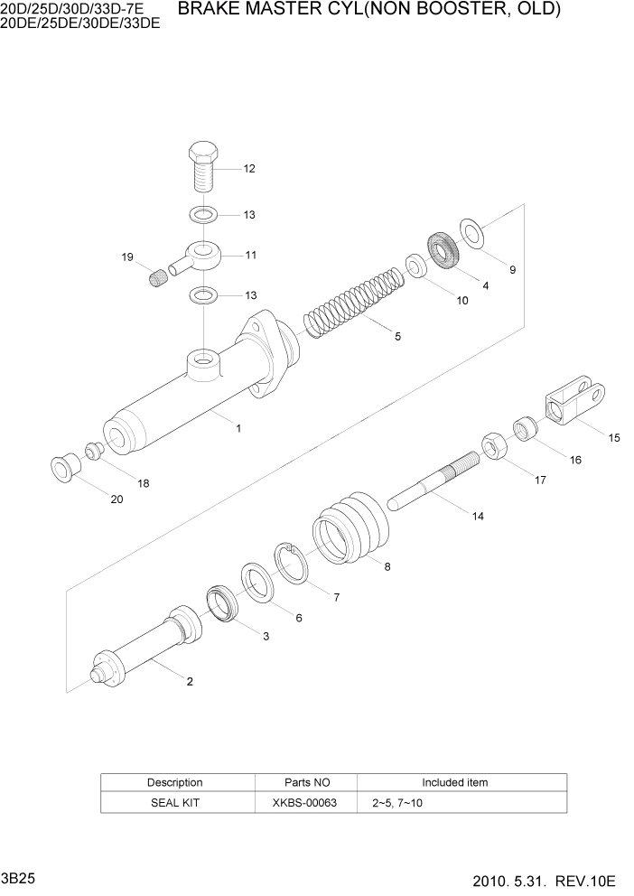 Схема запчастей Hyundai 20/25/30/33D-7E - PAGE 3B25 BRAKE MASTER CYL(NON BOOSTER, OLD) ГИДРАВЛИЧЕСКАЯ СИСТЕМА