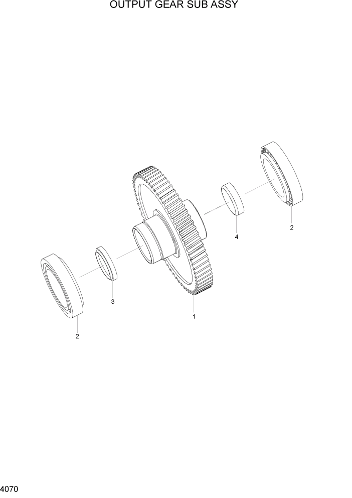 Схема запчастей Hyundai 20/25/30/33D-7E - PAGE 4070 OUTPUT GEAR SUB ASSY(OLD) СИЛОВАЯ СИСТЕМА