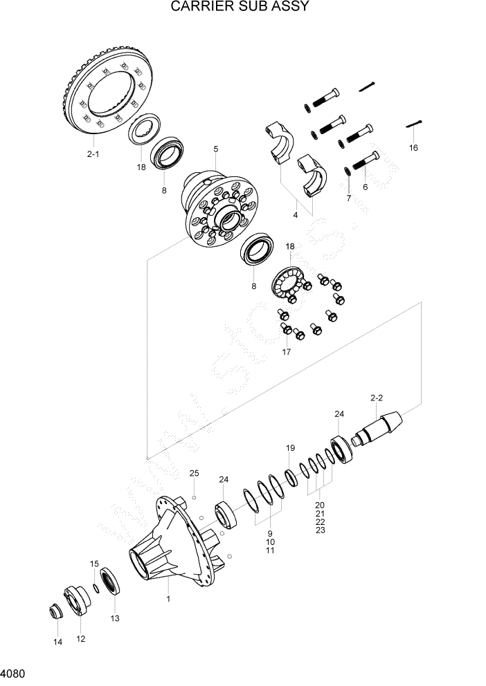 Схема запчастей Hyundai 20/25/30/33D-7E - PAGE 4080 CARRIER SUB ASSY(OLD) СИЛОВАЯ СИСТЕМА