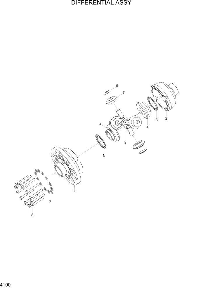 Схема запчастей Hyundai 20/25/30/33D-7E - PAGE 4100 DIFFERENTIAL ASSY(OLD) СИЛОВАЯ СИСТЕМА