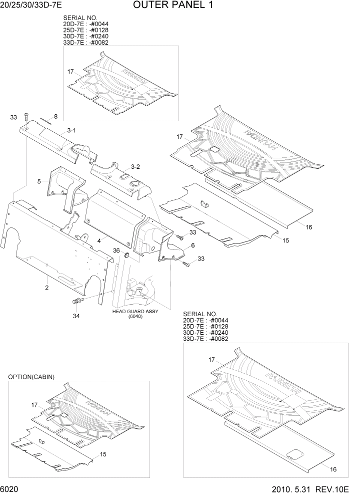 Схема запчастей Hyundai 20/25/30/33D-7E - PAGE 6020 OUTER PANEL 1 СТРУКТУРА