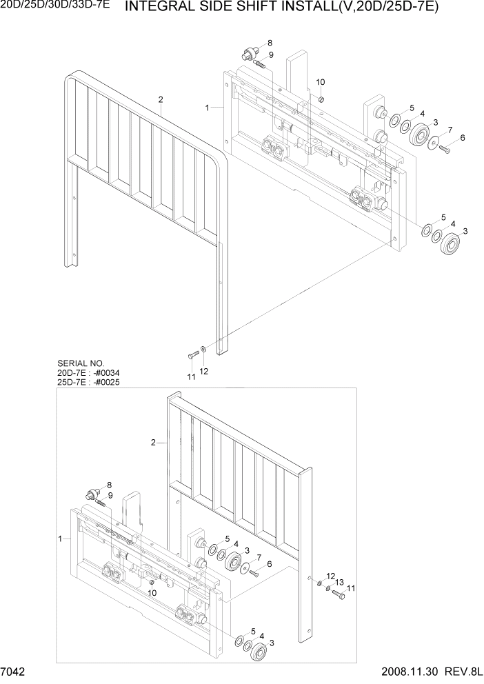 Схема запчастей Hyundai 20/25/30/33D-7E - PAGE 7042 INTEGRAL S-SHIFT INSTALL(V,20/25D-7E) РАБОЧЕЕ ОБОРУДОВАНИЕ