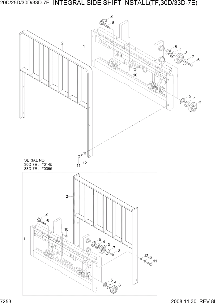 Схема запчастей Hyundai 20/25/30/33D-7E - PAGE 7253 INTEGRAL S-SHIFT INSTALL(TF,30/33D-7E) РАБОЧЕЕ ОБОРУДОВАНИЕ