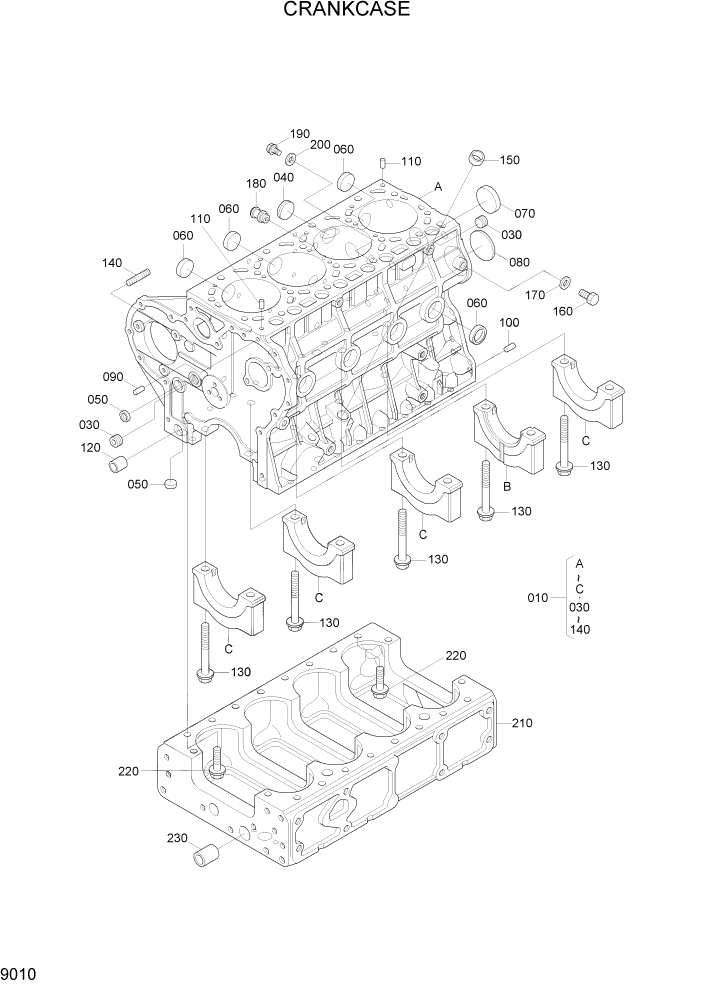 Схема запчастей Hyundai 20/25/30/33D-7E - PAGE 9010 CRANKCASE ДВИГАТЕЛЬ БАЗА