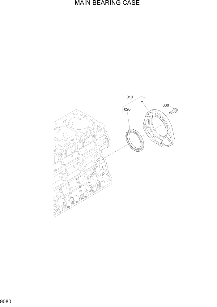 Схема запчастей Hyundai 20/25/30/33D-7E - PAGE 9080 MAIN BEARING CASE ДВИГАТЕЛЬ БАЗА