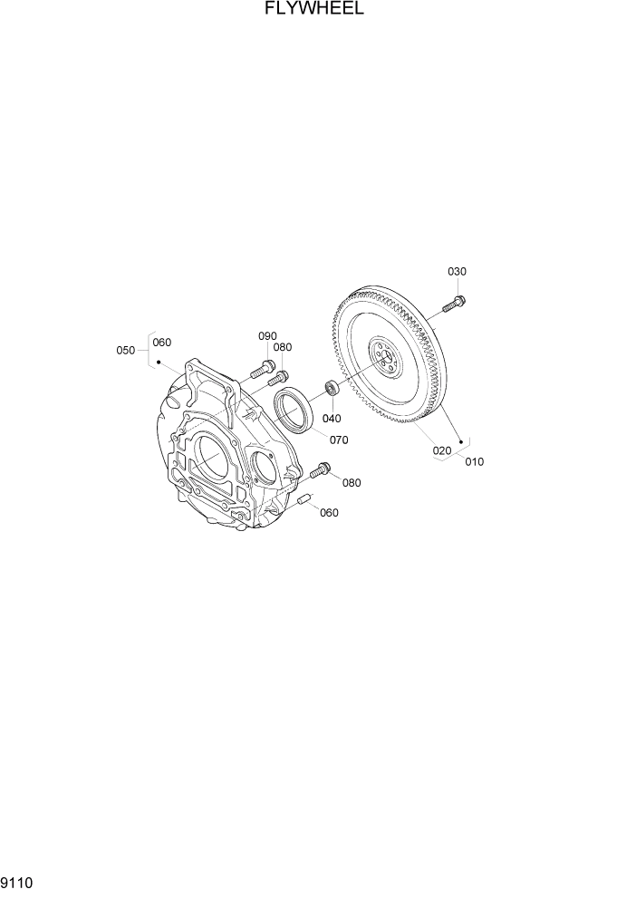 Схема запчастей Hyundai 20/25/30/33D-7E - PAGE 9110 FLYWHEEL ДВИГАТЕЛЬ БАЗА