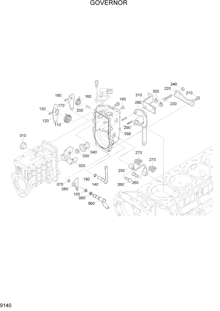 Схема запчастей Hyundai 20/25/30/33D-7E - PAGE 9140 GOVERNOR ДВИГАТЕЛЬ БАЗА