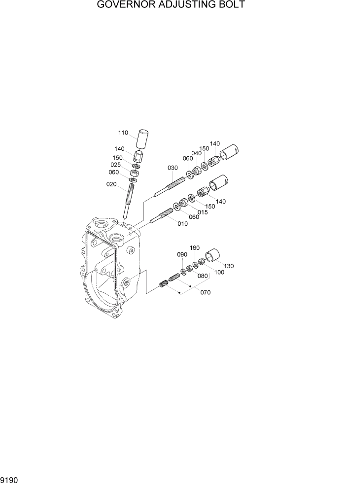 Схема запчастей Hyundai 20/25/30/33D-7E - PAGE 9190 GOVERNOR ADJUSTING BOLT ДВИГАТЕЛЬ БАЗА