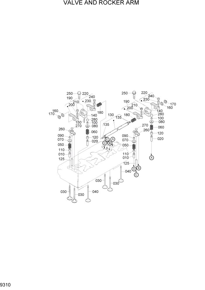 Схема запчастей Hyundai 20/25/30/33D-7E - PAGE 9310 VALVE AND ROCKER ARM ДВИГАТЕЛЬ БАЗА