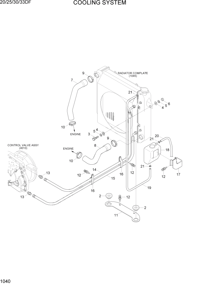 Схема запчастей Hyundai 20/25/30/33DF - PAGE 1040 COOLING SYSTEM СИСТЕМА ДВИГАТЕЛЯ