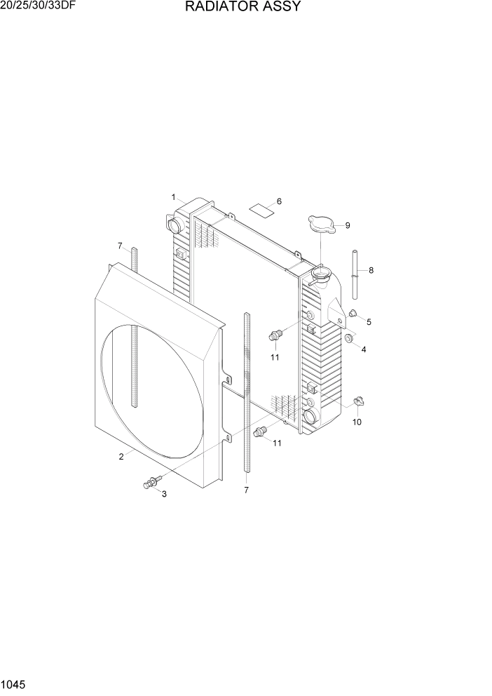 Схема запчастей Hyundai 20/25/30/33DF - PAGE 1045 RADIATOR ASSY СИСТЕМА ДВИГАТЕЛЯ