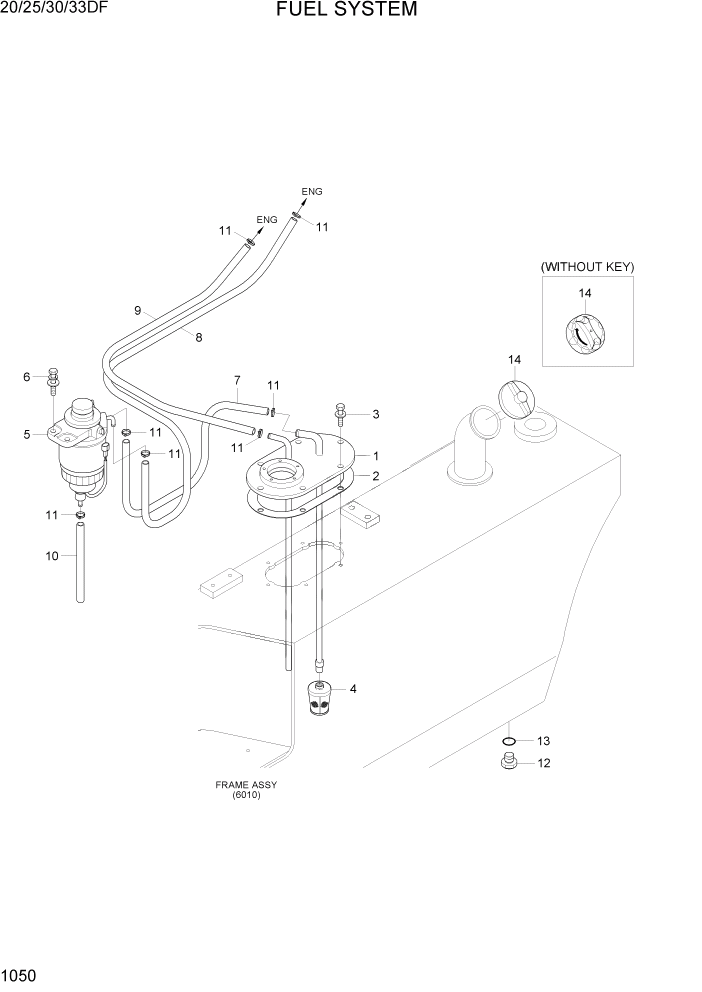 Схема запчастей Hyundai 20/25/30/33DF - PAGE 1050 FUEL SYSTEM СИСТЕМА ДВИГАТЕЛЯ