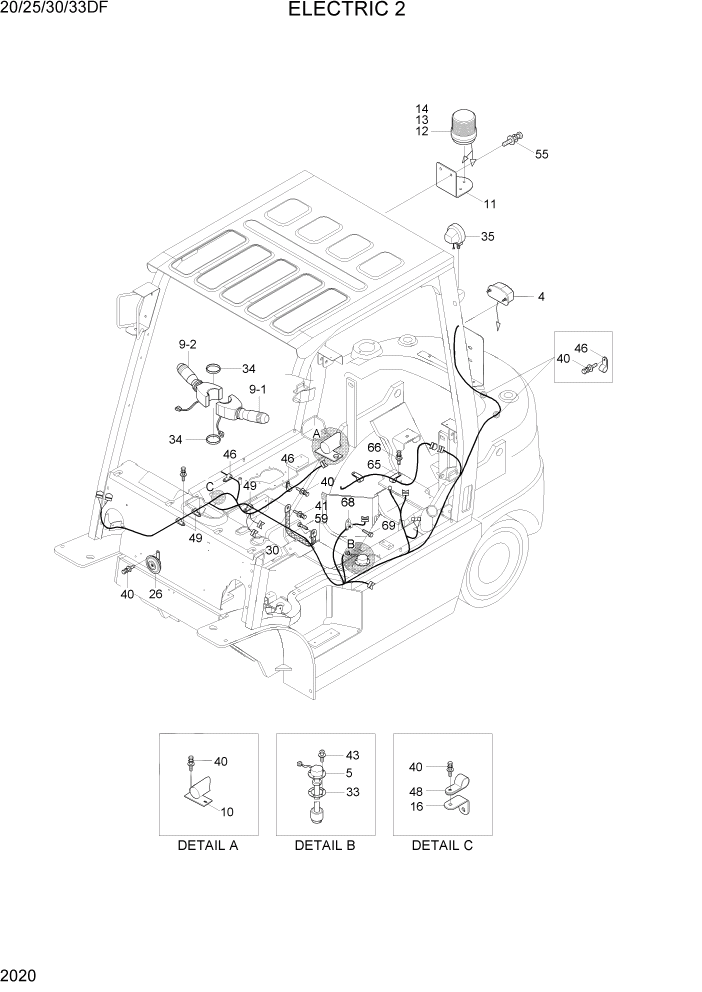 Схема запчастей Hyundai 20/25/30/33DF - PAGE 2020 ELECTRIC 2 ЭЛЕКТРИЧЕСКАЯ СИСТЕМА