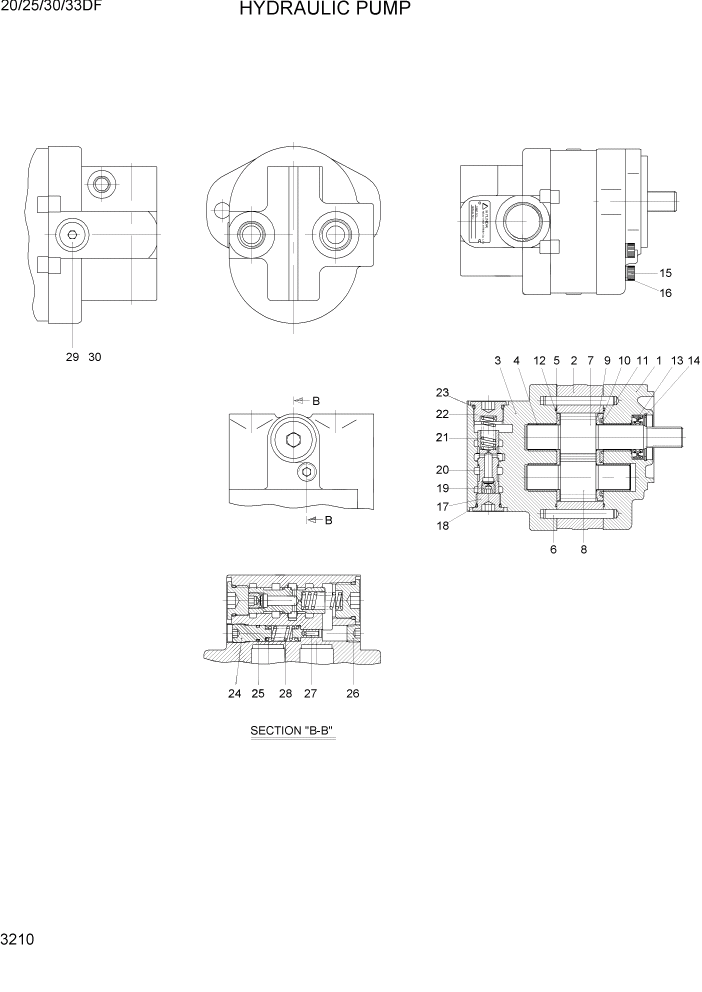 Схема запчастей Hyundai 20/25/30/33DF - PAGE 3210 HYDRAULIC PUMP ГИДРАВЛИЧЕСКАЯ СИСТЕМА