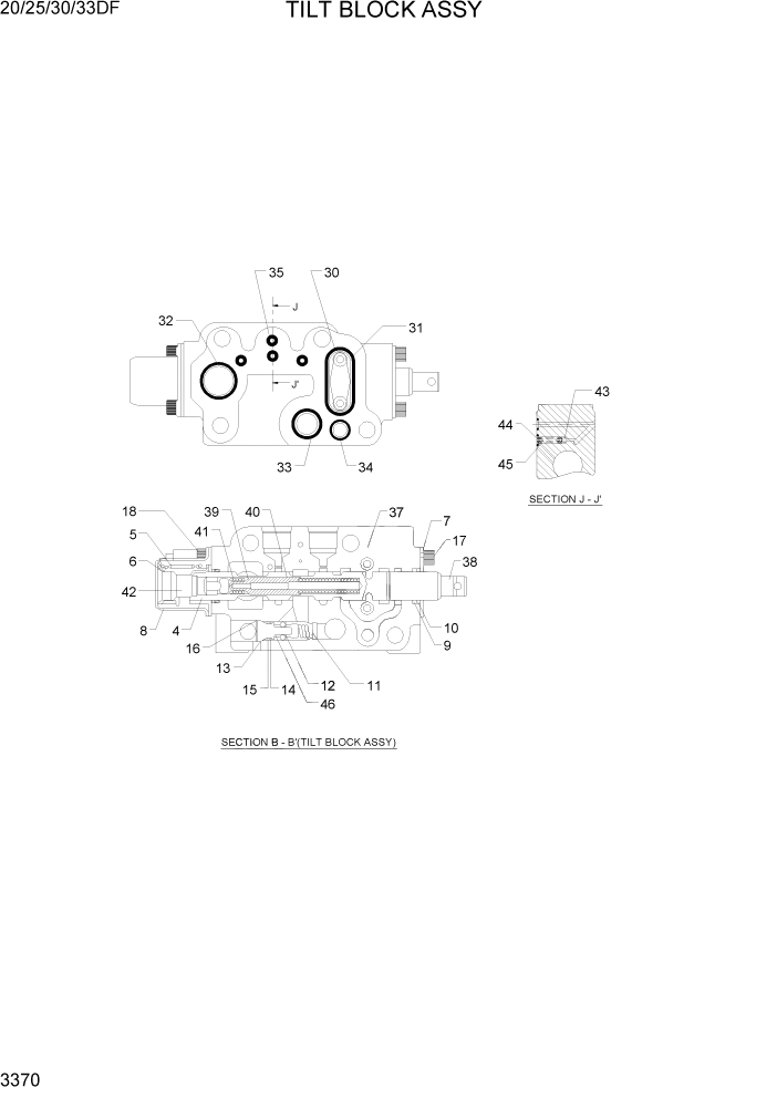 Схема запчастей Hyundai 20/25/30/33DF - PAGE 3370 TILT BLOCK ASSY ГИДРАВЛИЧЕСКАЯ СИСТЕМА