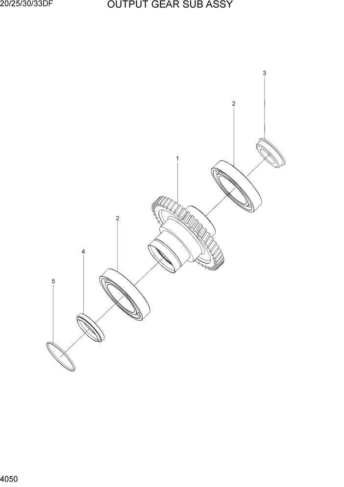 Схема запчастей Hyundai 20/25/30/33DF - PAGE 4050 OUTPUT GEAR SUB ASSY СИЛОВАЯ СИСТЕМА