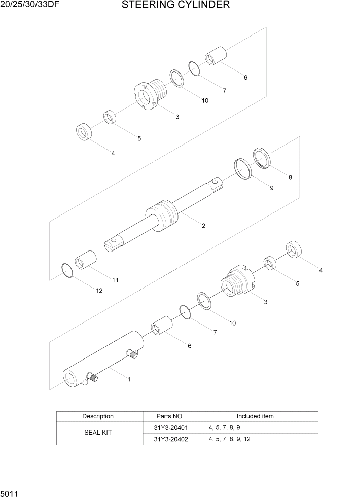 Схема запчастей Hyundai 20/25/30/33DF - PAGE 5011 STEERING CYLINDER СИСТЕМА УПРАВЛЕНИЯ