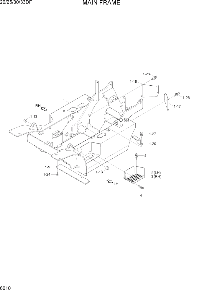 Схема запчастей Hyundai 20/25/30/33DF - PAGE 6010 MAIN FRAME СТРУКТУРА